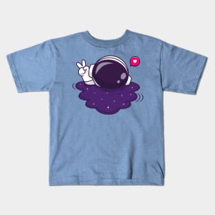 Cute Astronaut Drowning in Space Cartoon Kids T-Shirt